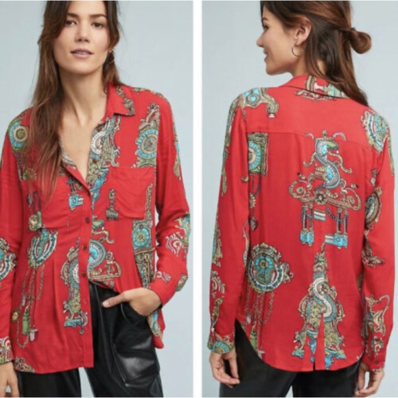 Anthropologie Maeve Times up! Rayon blouse. Worn once - Picture 1 of 5
